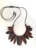 Black and brown leather leaf collar
