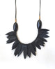Black leather leaf collar with onyx oval stones ( sold out)