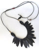 Black leather leaf collar with onyx oval stones ( sold out)