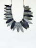 Black and pewter leather leaf collar with horn beads