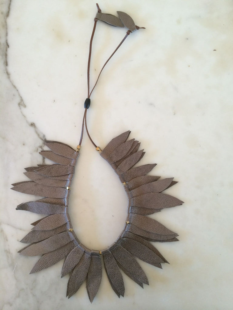 Bronze Leather Leaf Collar